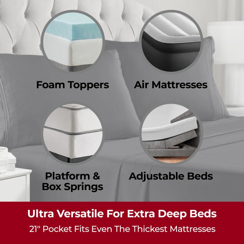 Mellanni Extra Deep King Sheets - 4 PC Iconic Collection Bedding - Hotel Luxury, Ultra Soft, Cooling Bed Sheets - Wrinkle, Fade, Stain Resistant (King, Black) - Image 2